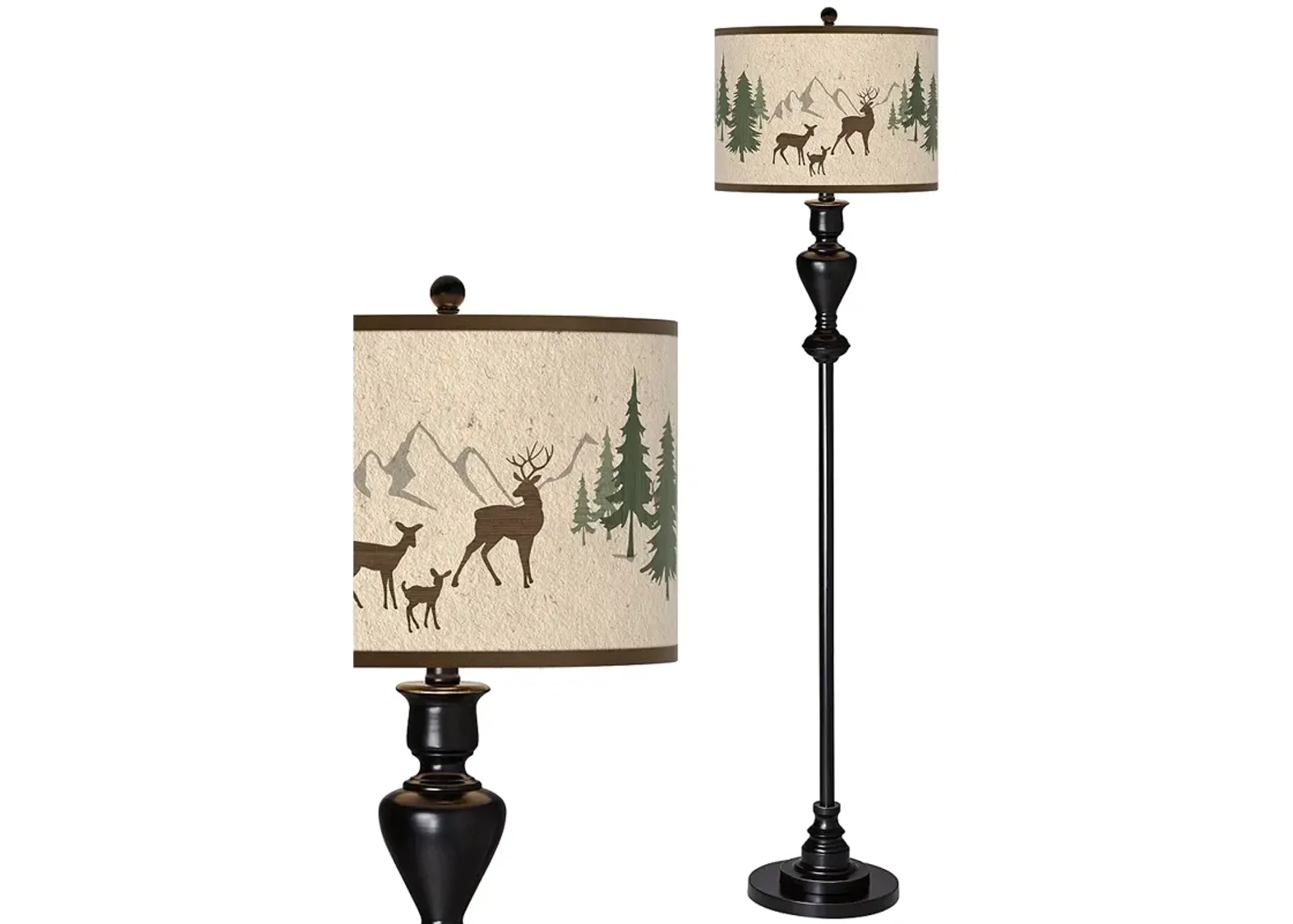 Giclee Glow 58" High Rustic Deer Lodge Shade Black Bronze Floor Lamp