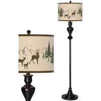 Deer Lodge Giclee Glow Black Bronze Floor Lamp
