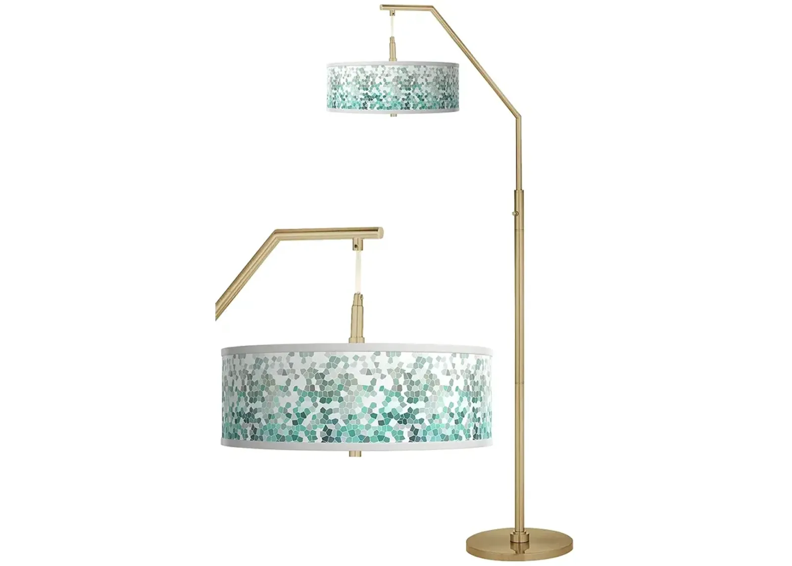 Aqua Mosaic Giclee Warm Gold Arc Floor Lamp