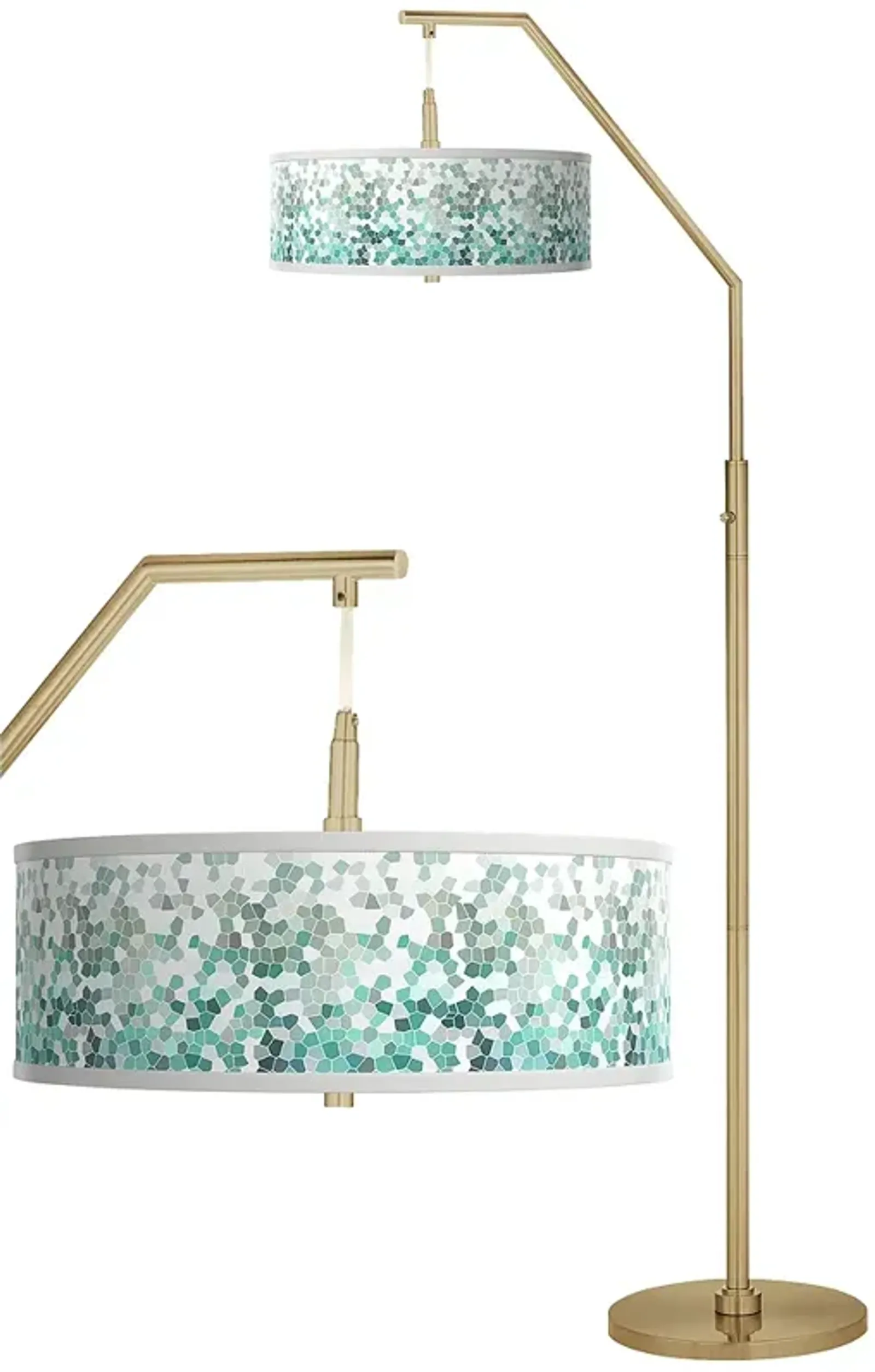 Aqua Mosaic Giclee Warm Gold Arc Floor Lamp