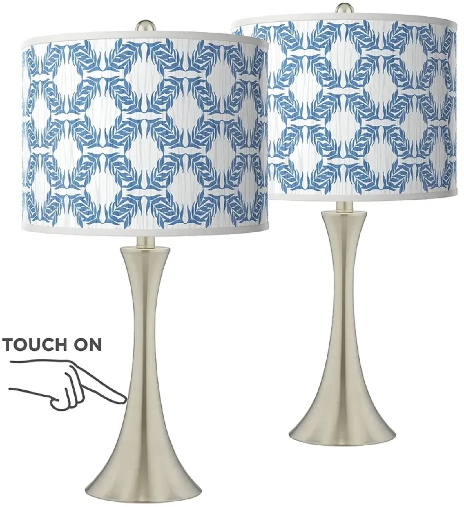 Giclee Glow Trish 24" Leaf Symmetry Nickel Touch Table Lamps Set of 2