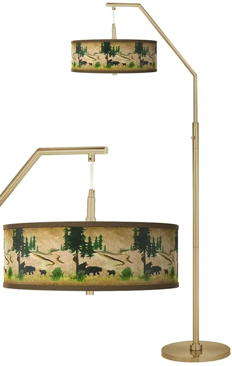 Bear Lodge Giclee Warm Gold Arc Floor Lamp