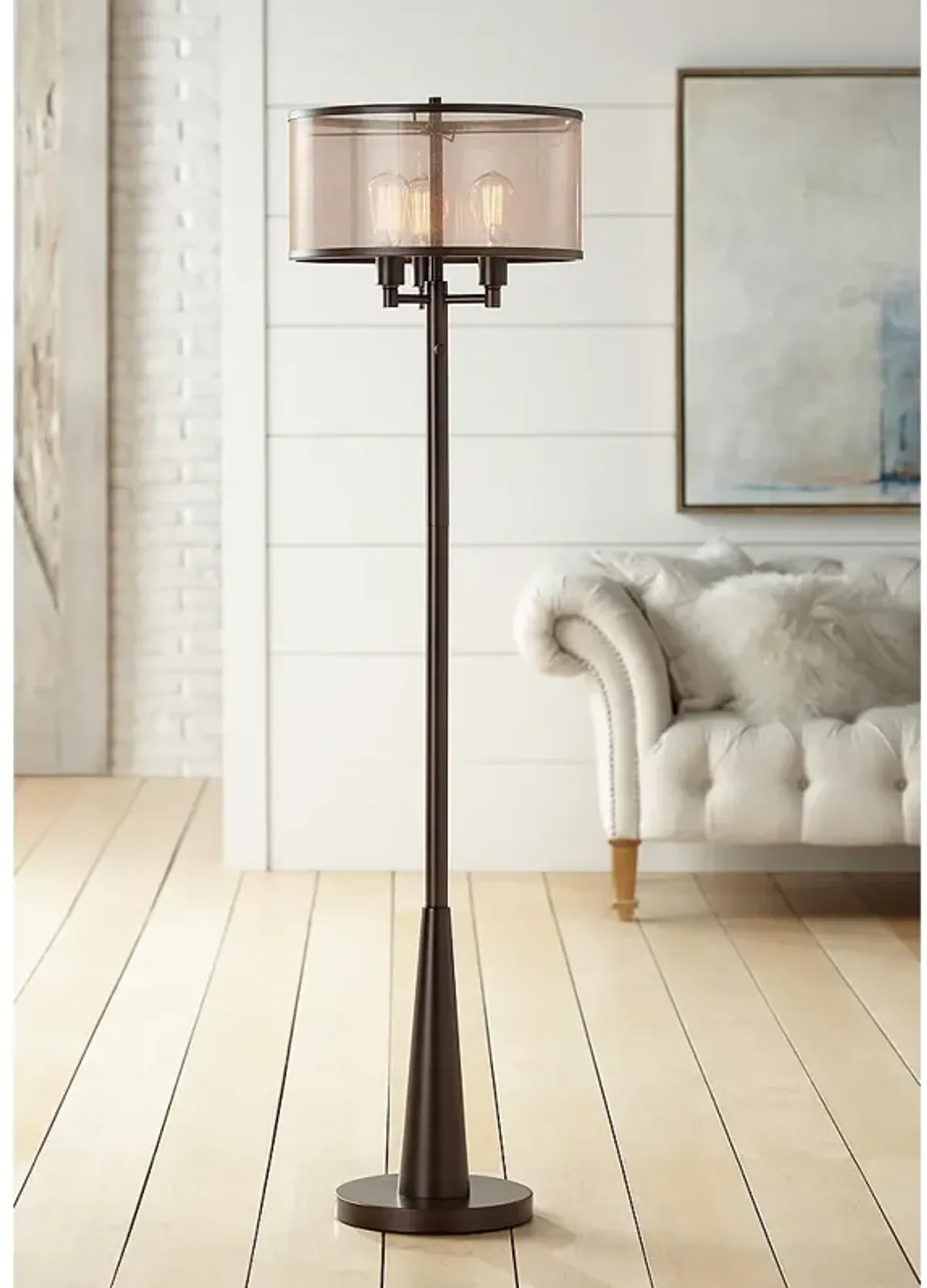 Franklin Iron Works Durango 62" Bronze Floor Lamp with Edison Bulbs