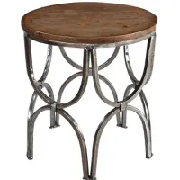 Bengal Manor 23" Wide Natural Wood and Metal Round End Table
