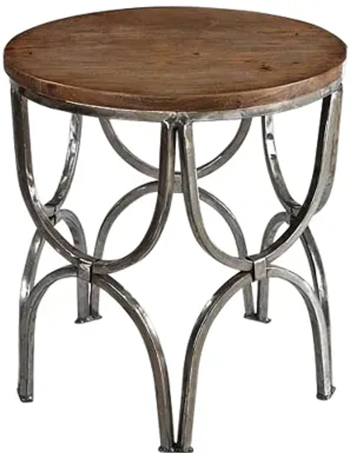 Bengal Manor 23" Wide Natural Wood and Metal Round End Table