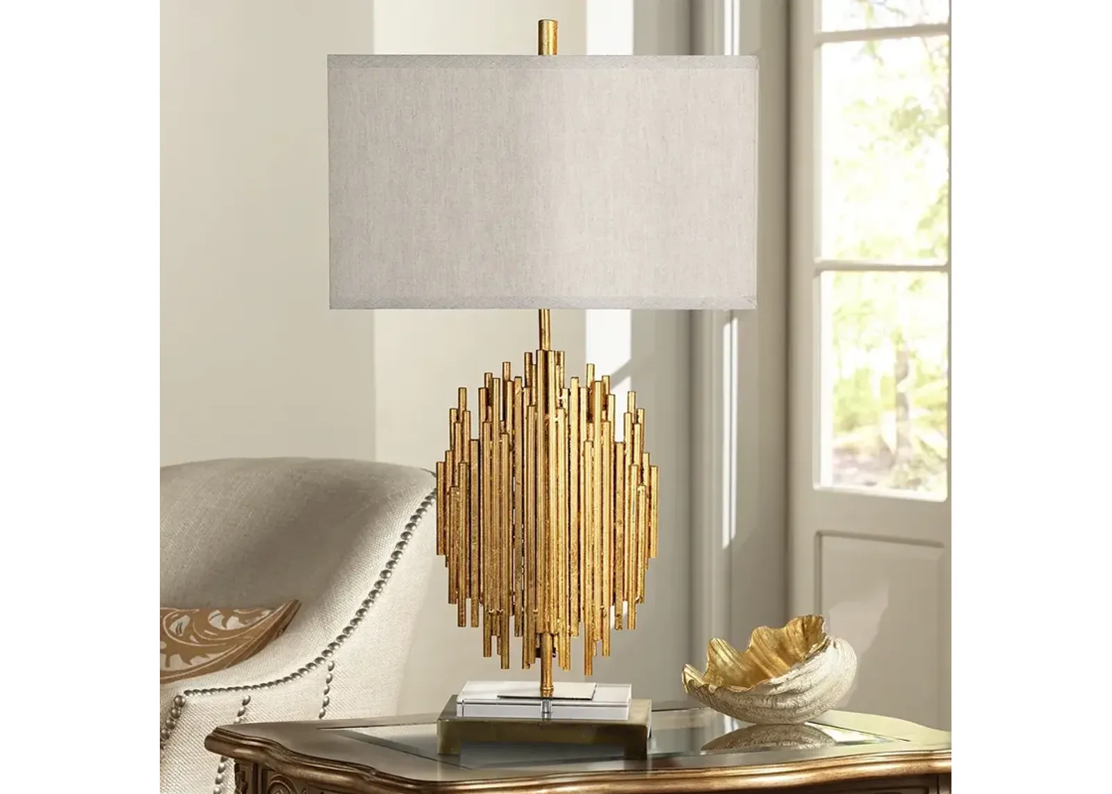 Crestview Collection Galveston 30 1/2" Modern Gold Metal Table Lamp