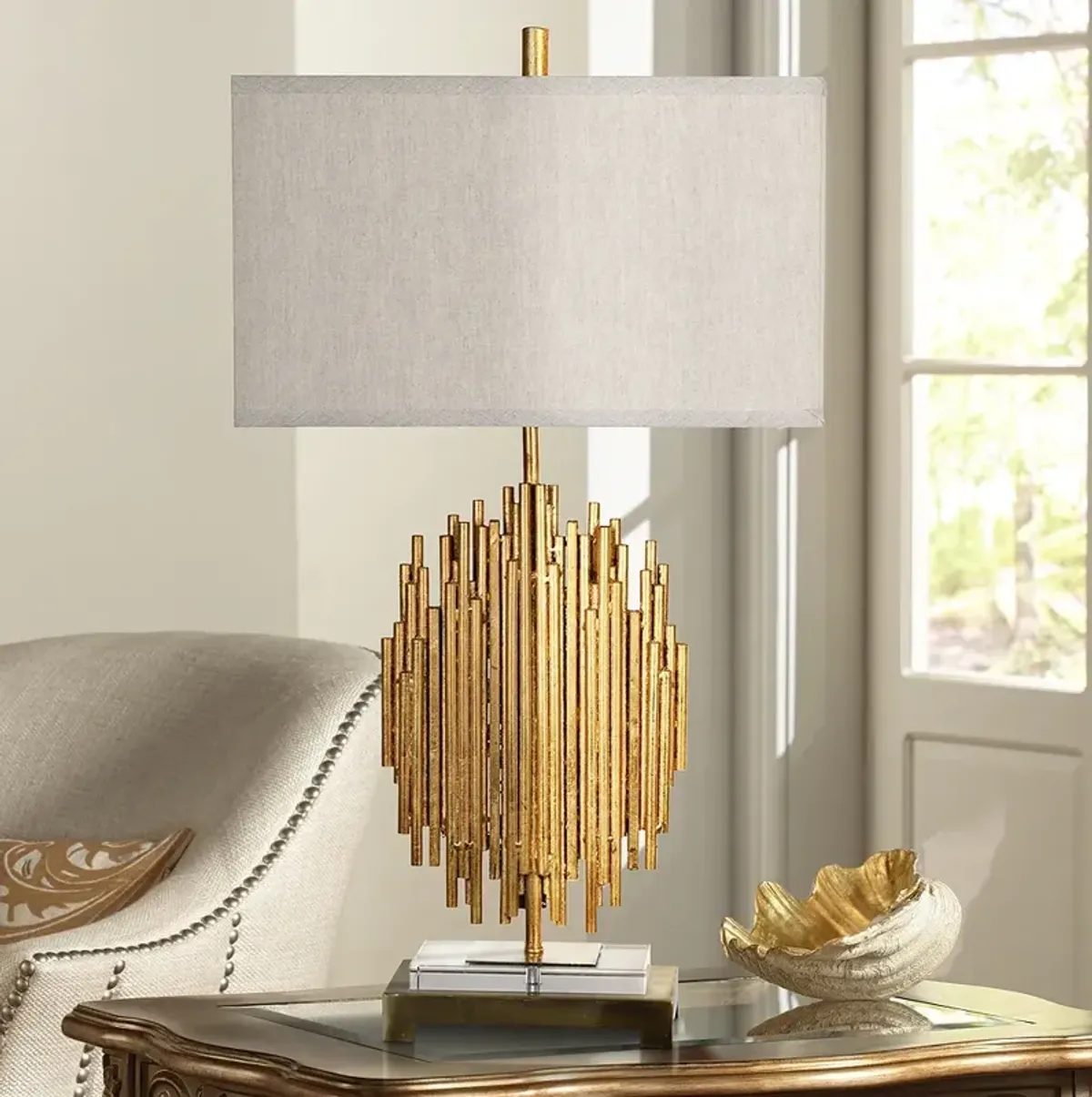 Crestview Collection Galveston 30 1/2" Modern Gold Metal Table Lamp