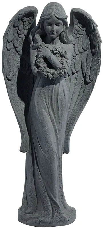 Standing Angel 25" High Faux Greystone Indoor-Outdoor Statue