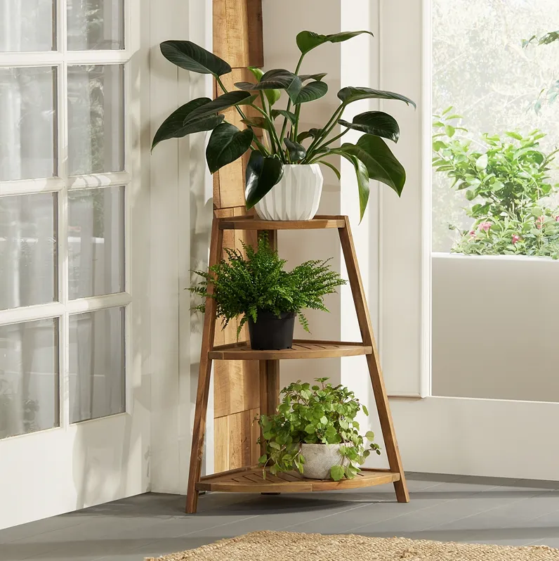 Le Petit Jardin Wooden 3-Shelf Indoor-Outdoor Plant Stand