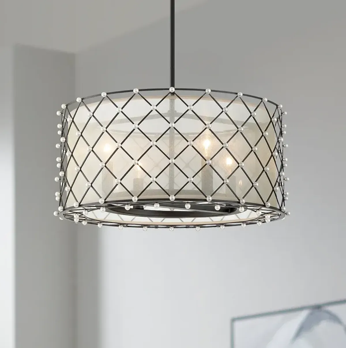 Minka-Lavery  Sheer Elegance 4-Light Coal Convert Pendant