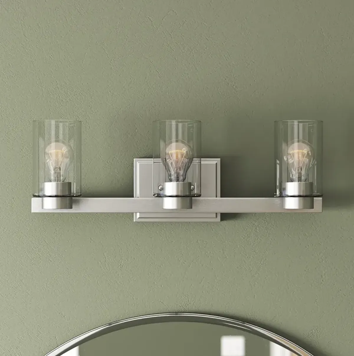 Miley 21 1/2" Wide Nickel with Clear Glass Shade Bath Light