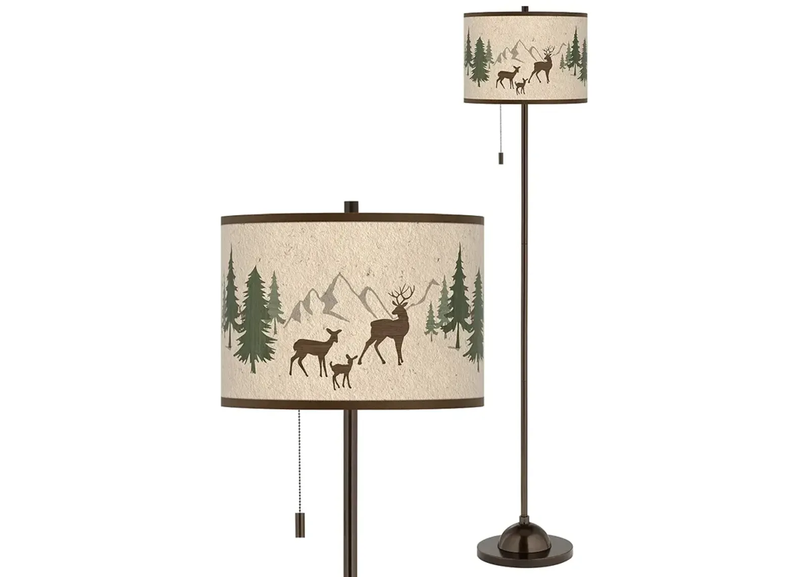 Giclee Glow 62" Deer Lodge Shade Rustic Bronze Club Floor Lamp