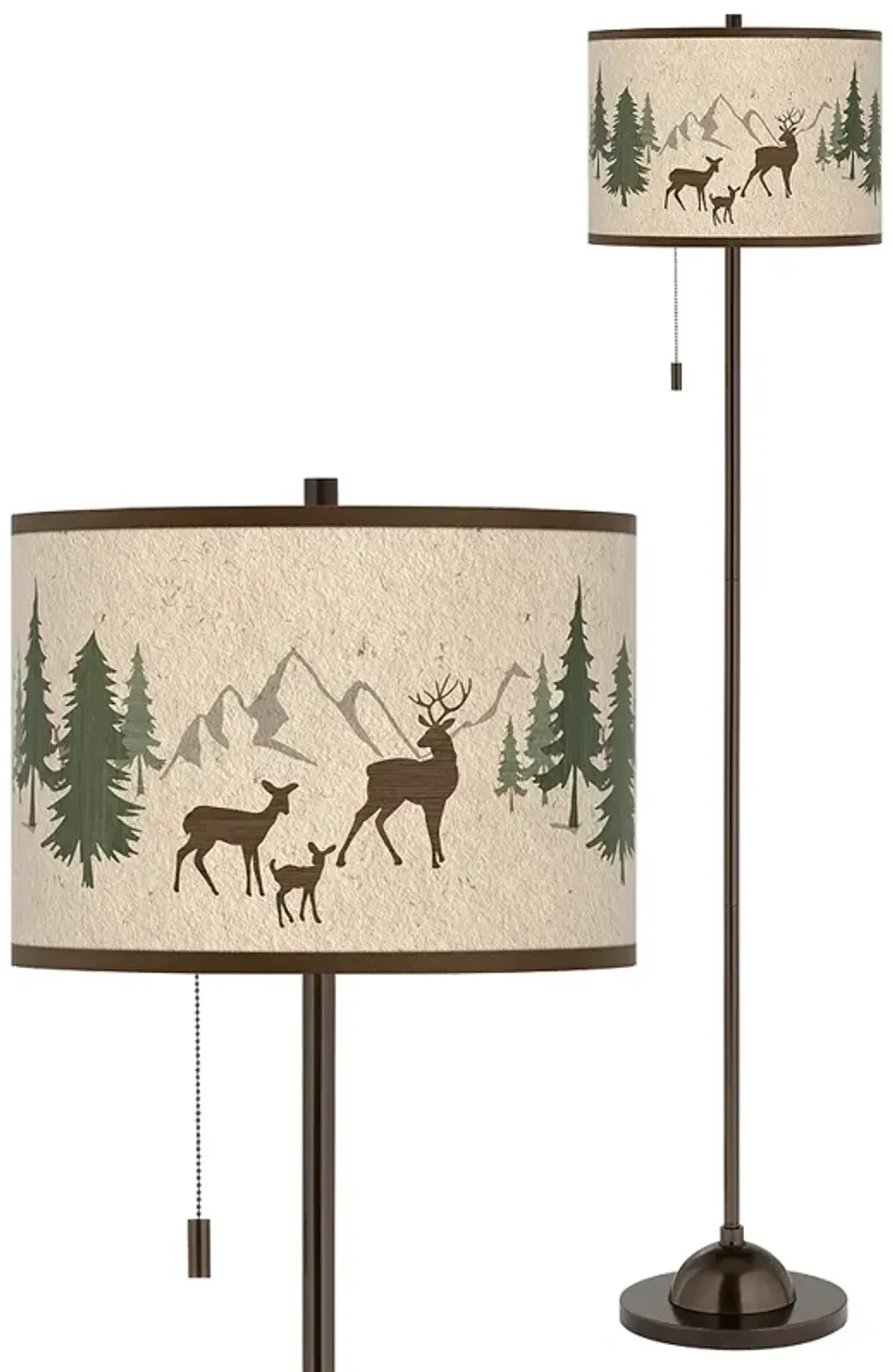 Giclee Glow 62" Deer Lodge Shade Rustic Bronze Club Floor Lamp