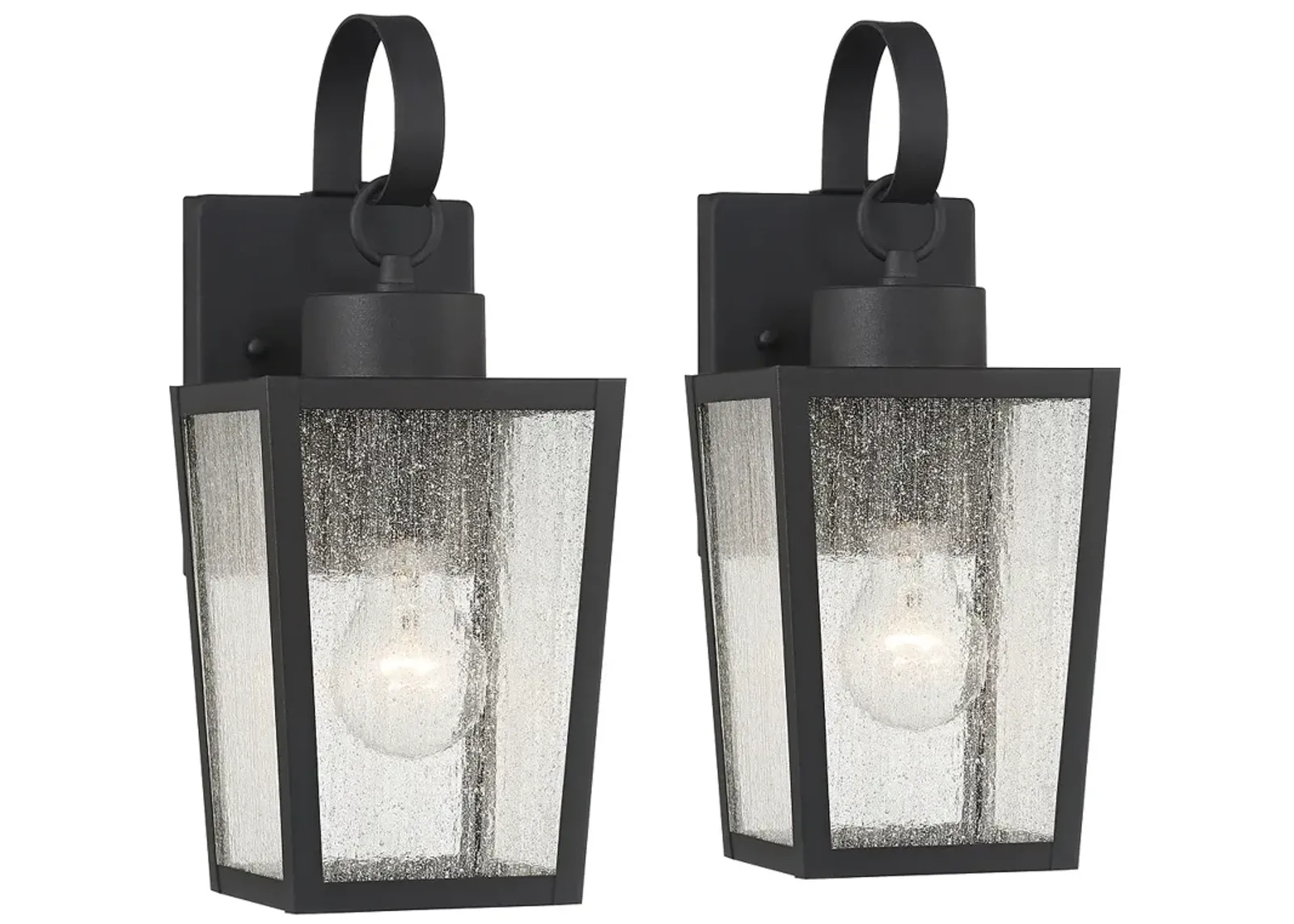 Thebes 13 1/4" High Textured Black Outdoor Wall Light Set of 2