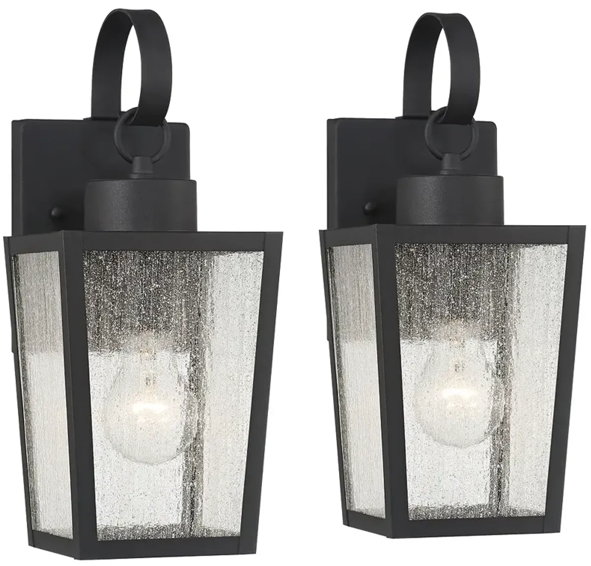 Thebes 13 1/4" High Textured Black Outdoor Wall Light Set of 2