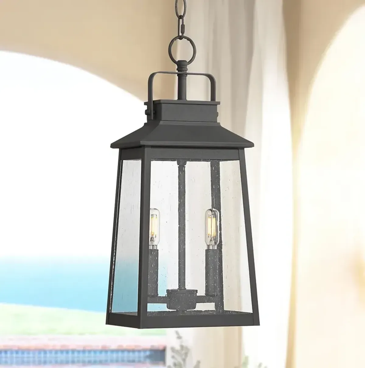 Jubliee 19 1/4" High Black 2-Light Outdoor Hanging Light