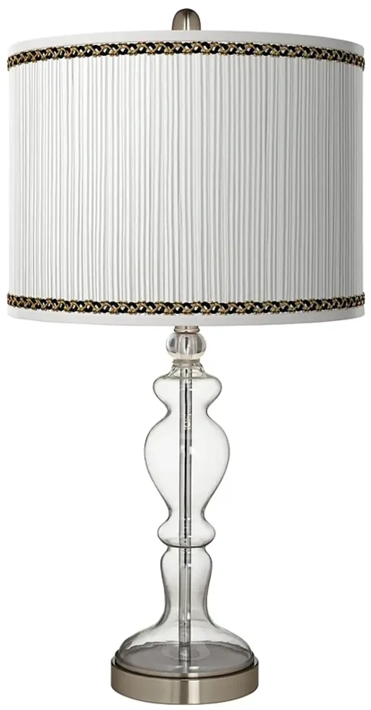Faux Pleated Giclee Print Lamp Shade with Apothecary Clear Glass Table Lamp