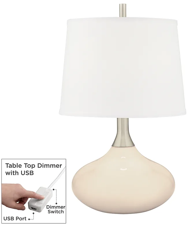 Color Plus Felix 24" Steamed Milk White Table Lamp with USB Dimmer
