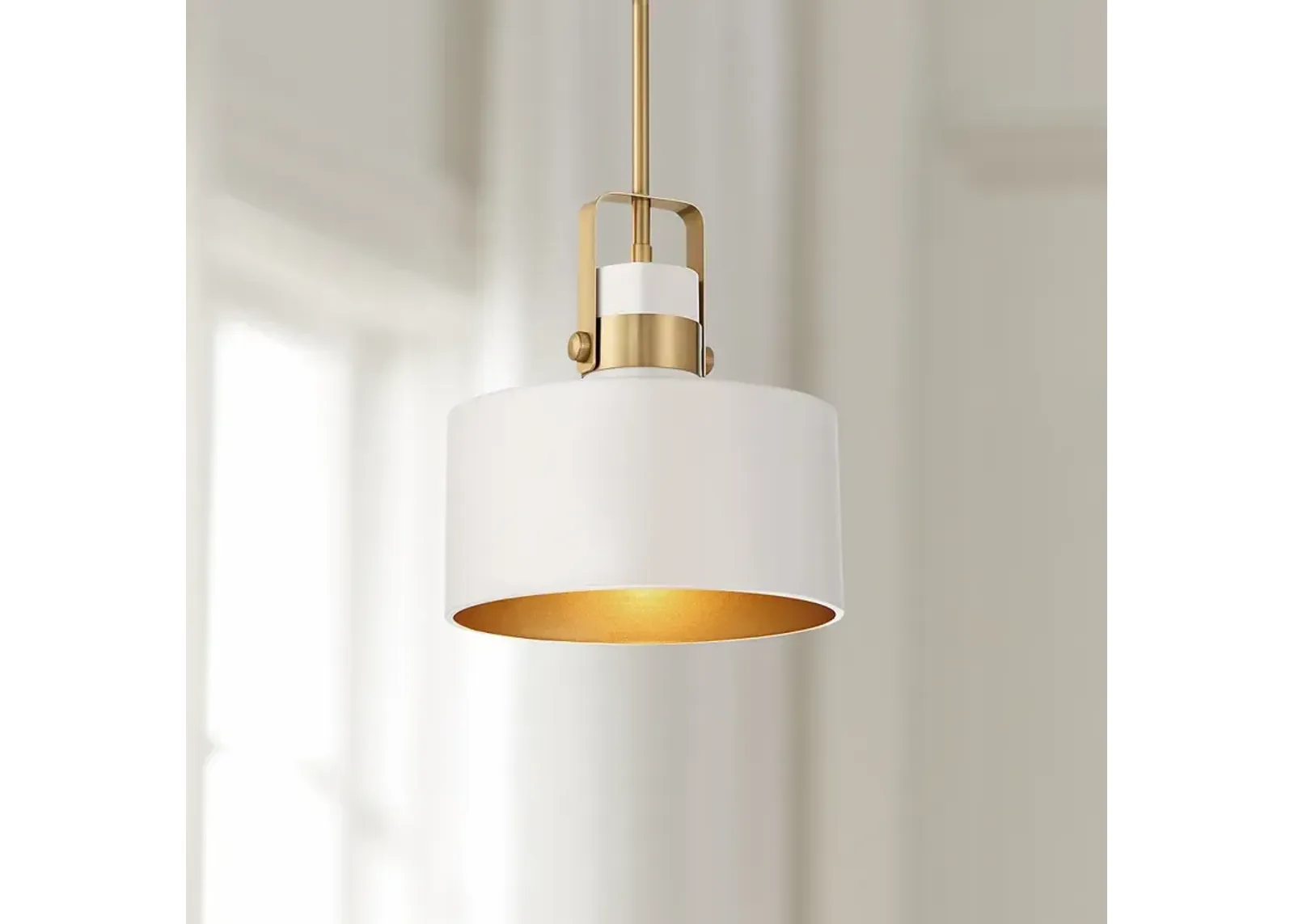 Possini Euro Courtney 10" Soft Gold Matte White Mini Pendant Light