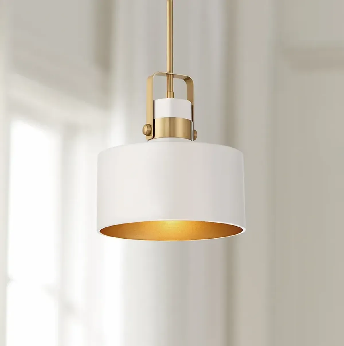 Possini Euro Courtney 10" Soft Gold Matte White Mini Pendant Light