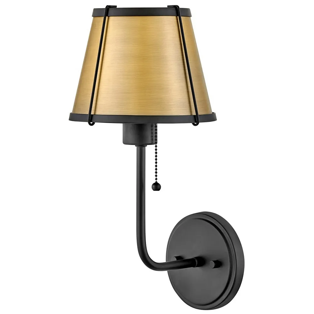 HINKLEY SCONCE CLARKE Single Light Sconce Black with Lacquered Dark Brass