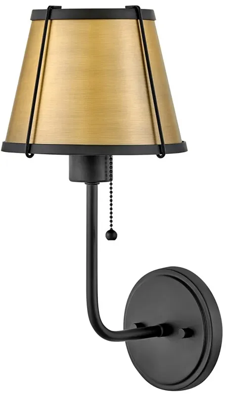 HINKLEY SCONCE CLARKE Single Light Sconce Black with Lacquered Dark Brass