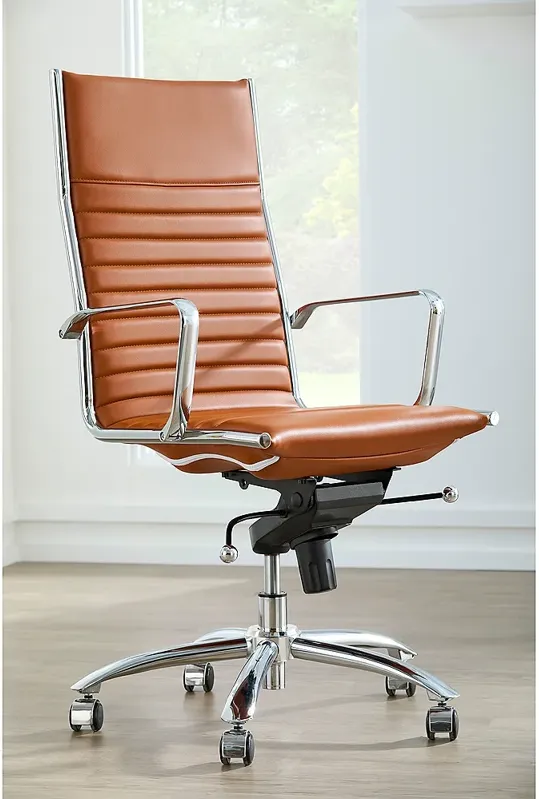 Dirk Cognac High Back Adjustable Swivel Office Chair