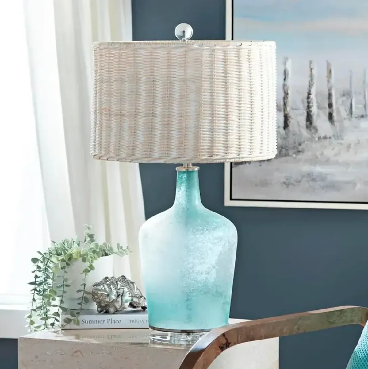 Crestview Collection Rainey Coastal Bottle Glass Table Lamp