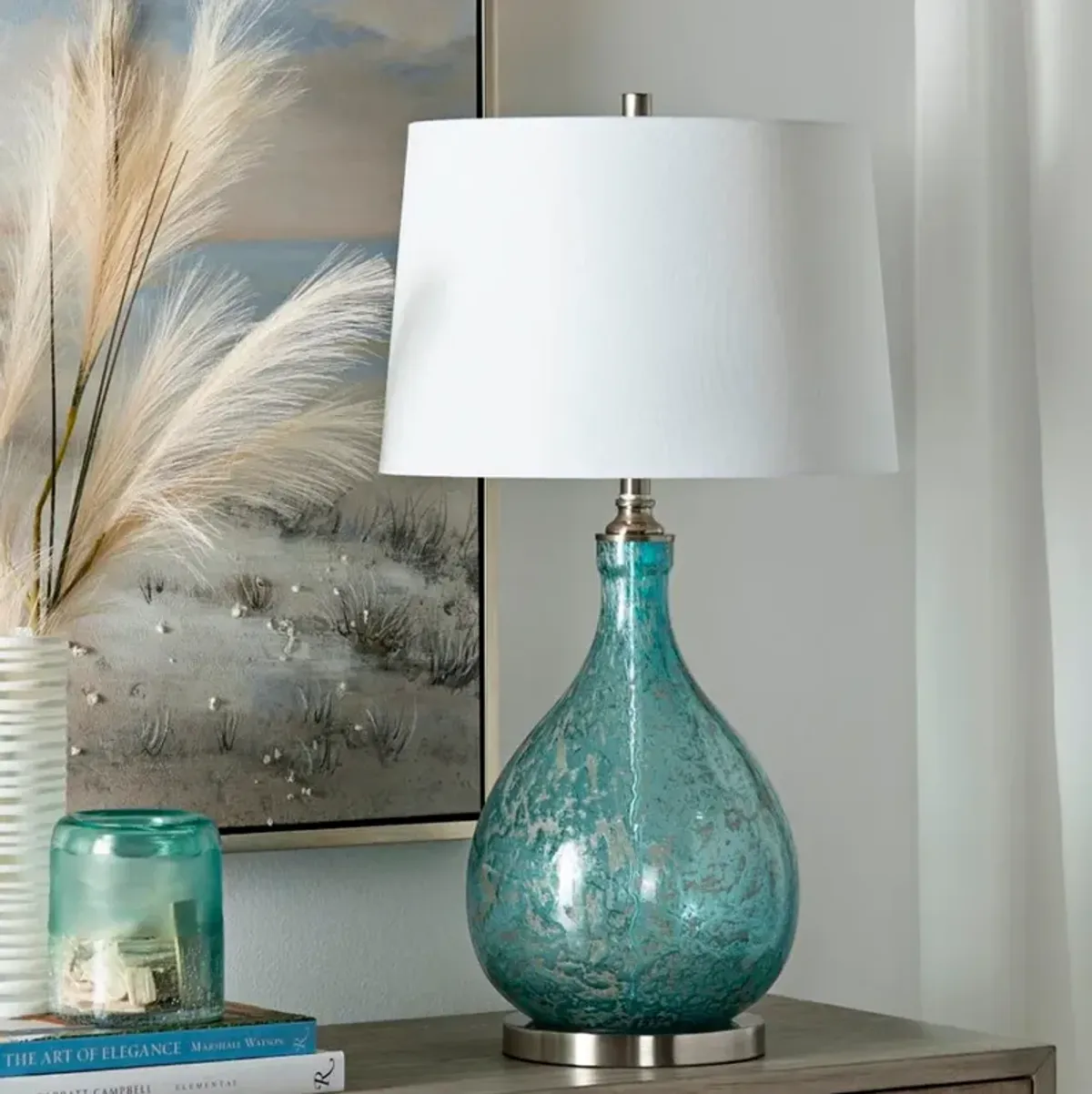 Crestview Collection Rayne Blue Tears Glass Table Lamp