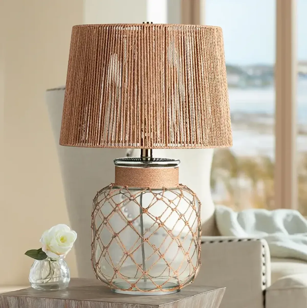Crestview Collection Richards Glass and Rope Table Lamp