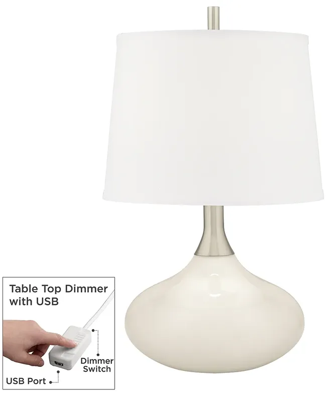 Color Plus Felix 24" West Highland White Table Lamp with USB Dimmer