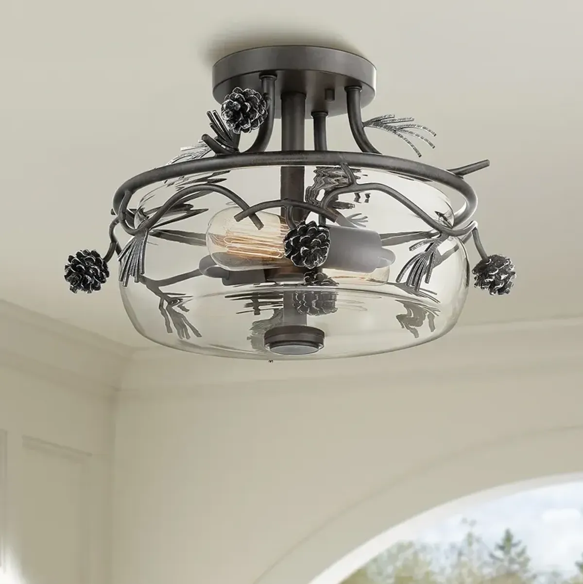 Minka-Lavery Ponderosa Ridge 3-Light Weathered Spruce and Silver Semi-Flush