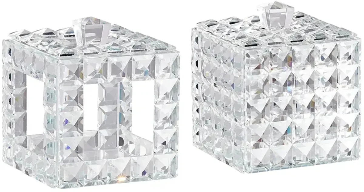 Katrina Faceted Clear Crystal Jewelry Boxes Set of 2