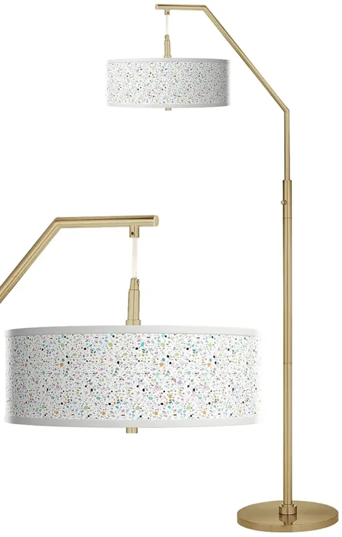 Colored Terrazzo Giclee Warm Gold Arc Floor Lamp