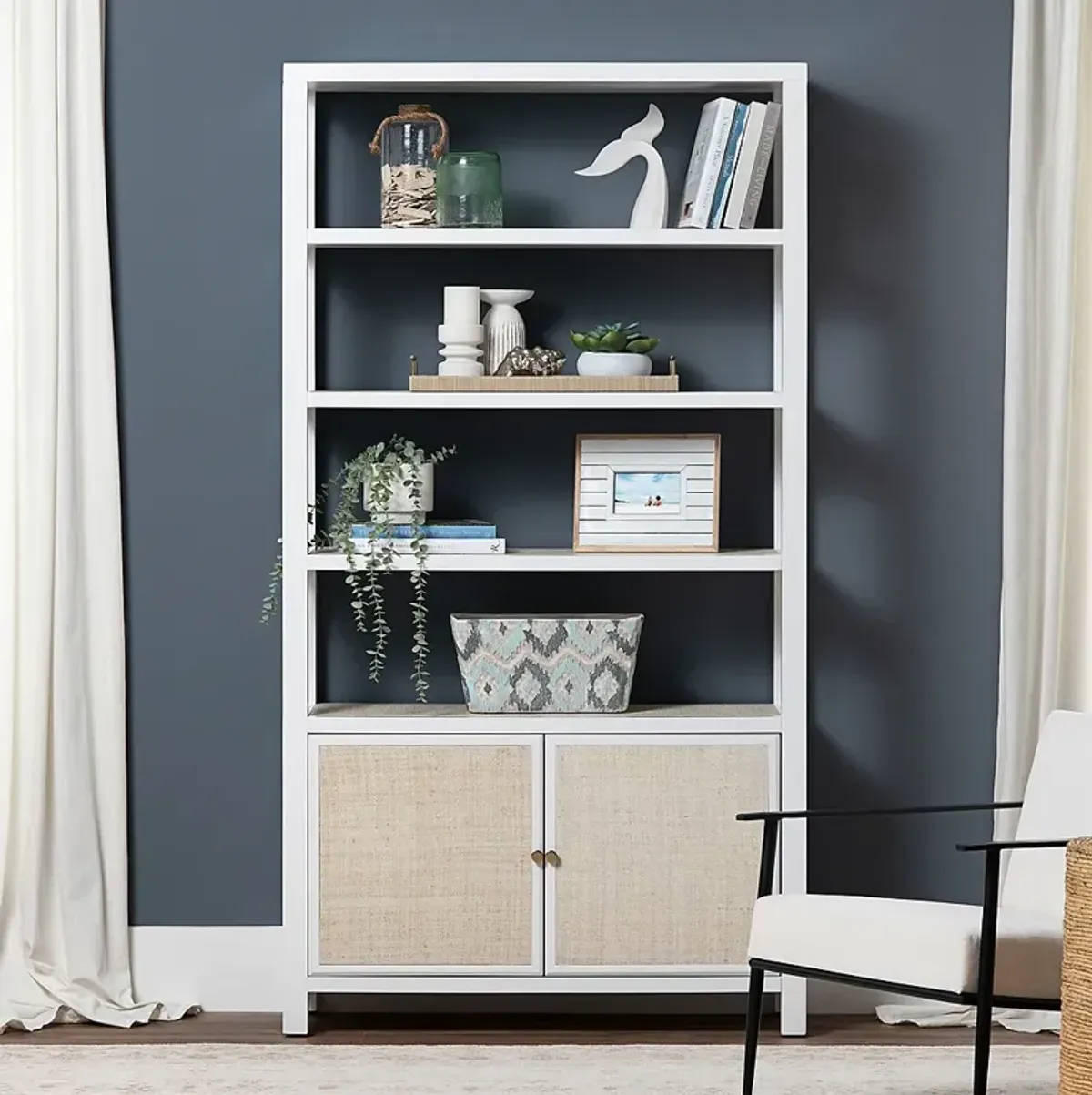 Sandy Shores 42" Wide White and Sandy 2-Door 4-Shelf Etagere