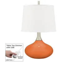 Celosia Orange Felix Modern Table Lamp with Table Top Dimmer