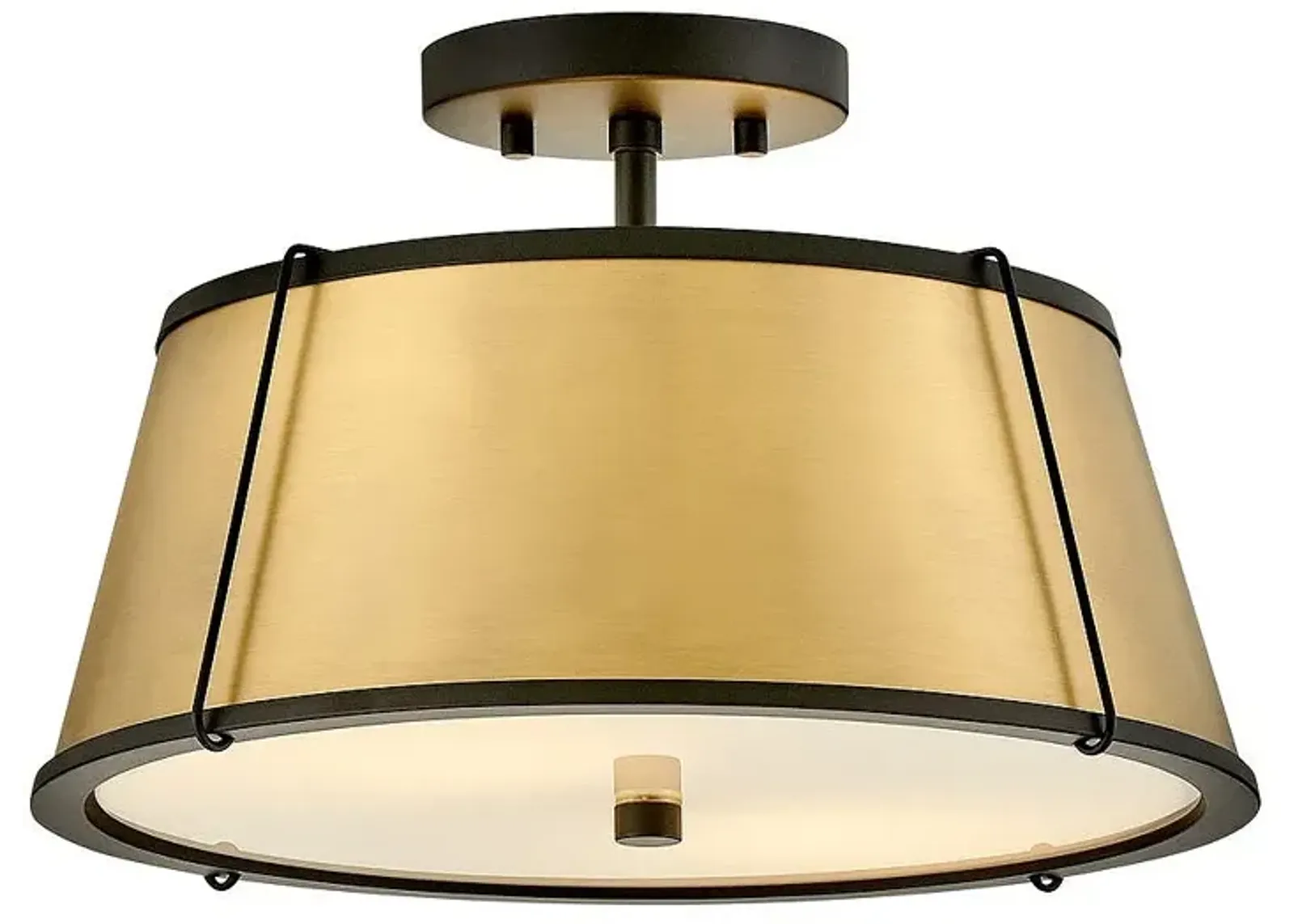 Hinkley Clarke 15" Wide Black Brass Metal Ceiling Light