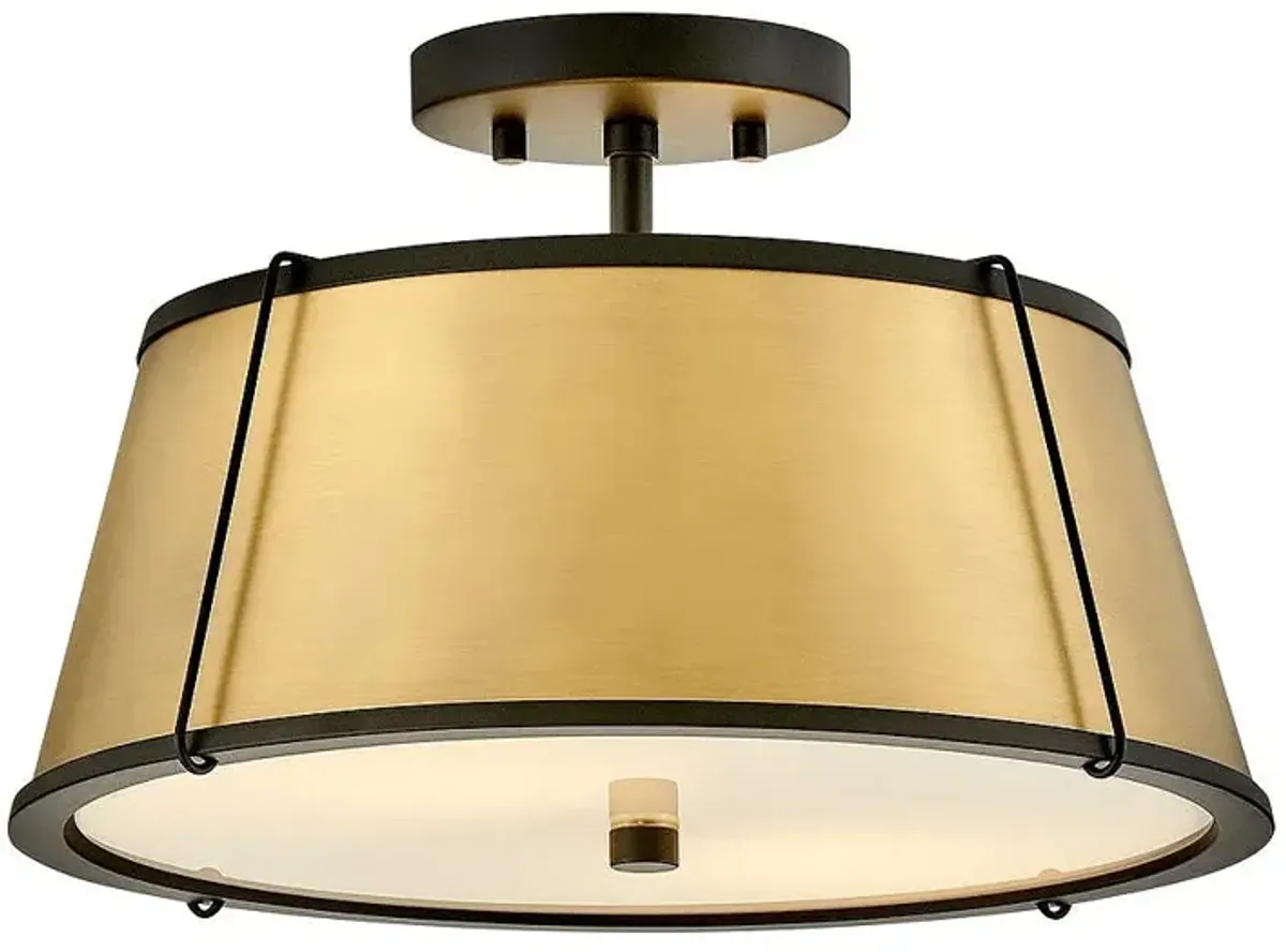 Hinkley Clarke 15" Wide Black Brass Metal Ceiling Light