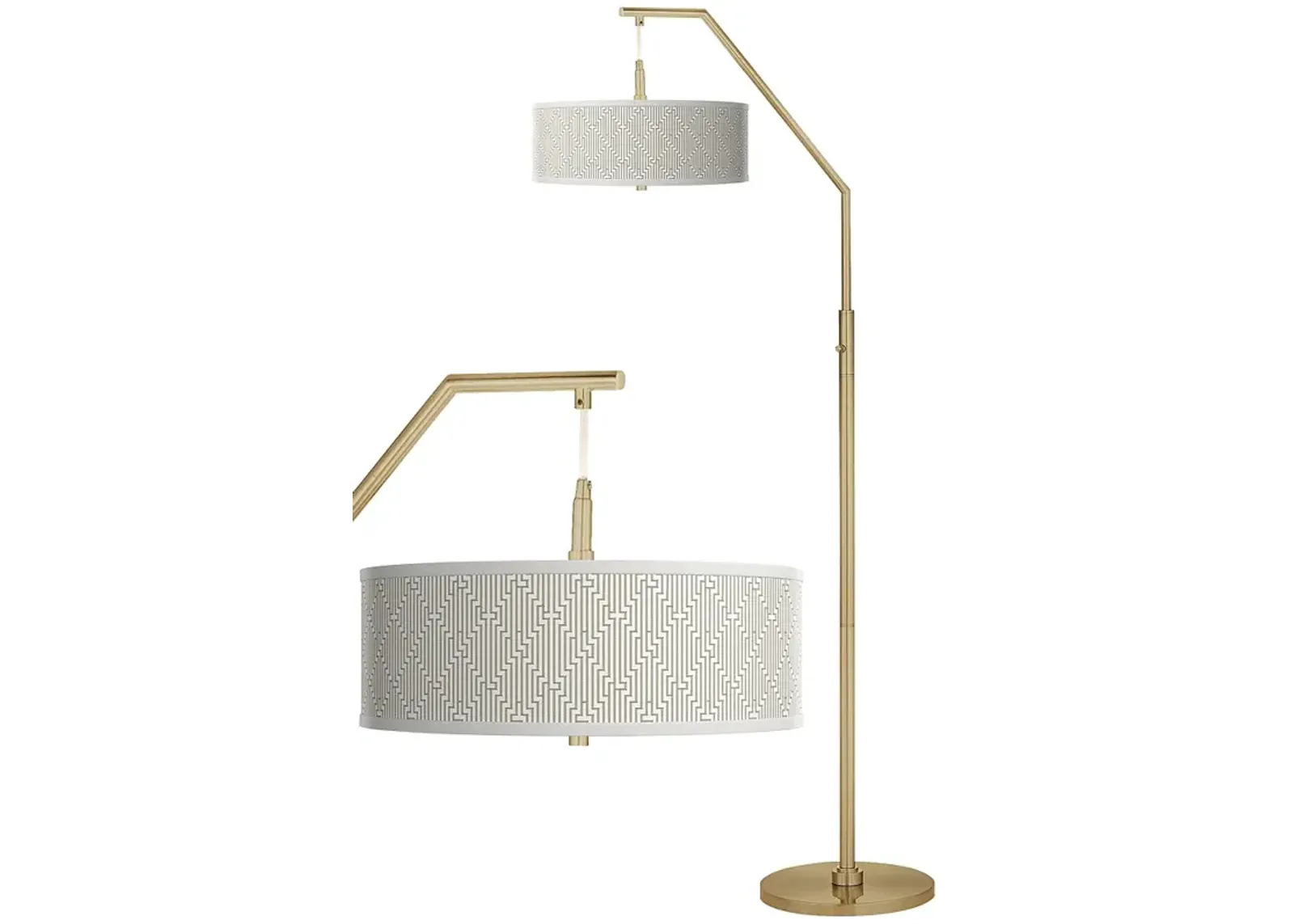 Diamond Maze Giclee Warm Gold Arc Floor Lamp