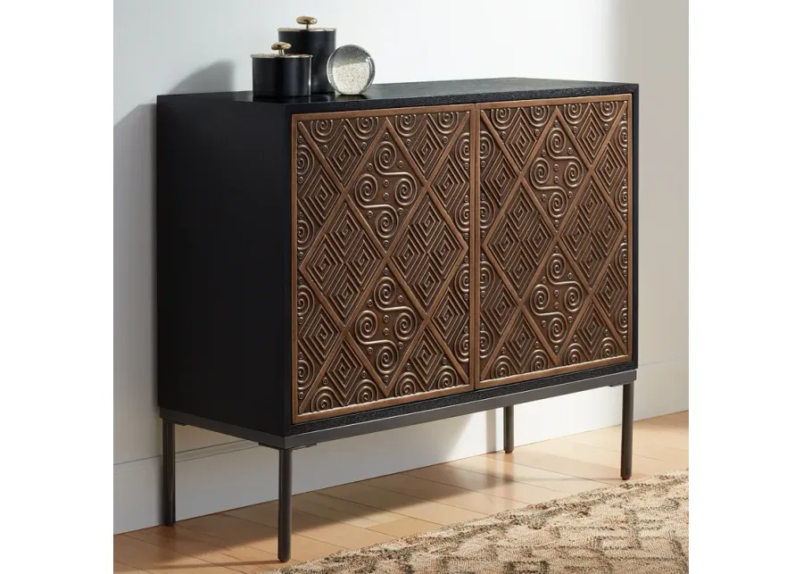 Vinnie 40" Wide Black and Brown 2-Door Accent Chest