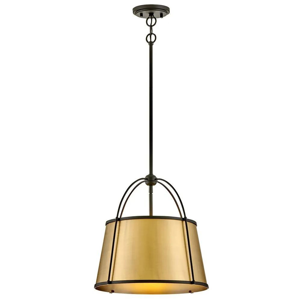 HINKLEY CHANDELIER CLARKE Medium Pendant Black w/ Lacquered Dark Brass