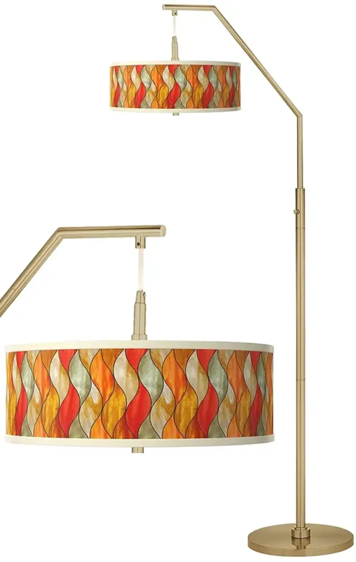 Giclee Glow 71 1/2" Flame Mosaic Shade Warm Gold Arc Floor Lamp