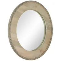 Lana Light Gray and Beige Wood 29" Round Wall Mirror
