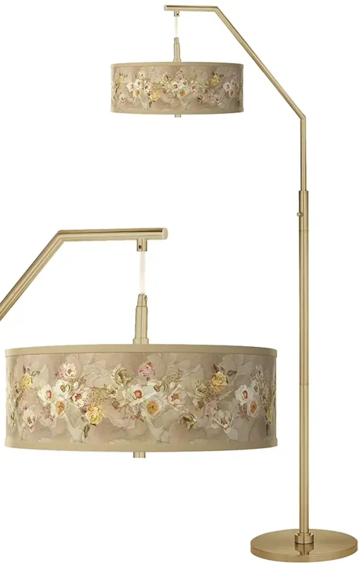 Floral Spray Giclee Warm Gold Arc Floor Lamp