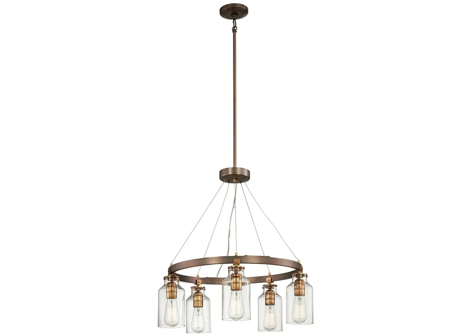 Morrow 24" Wide Harvard Court Bronze 5-Light Chandelier