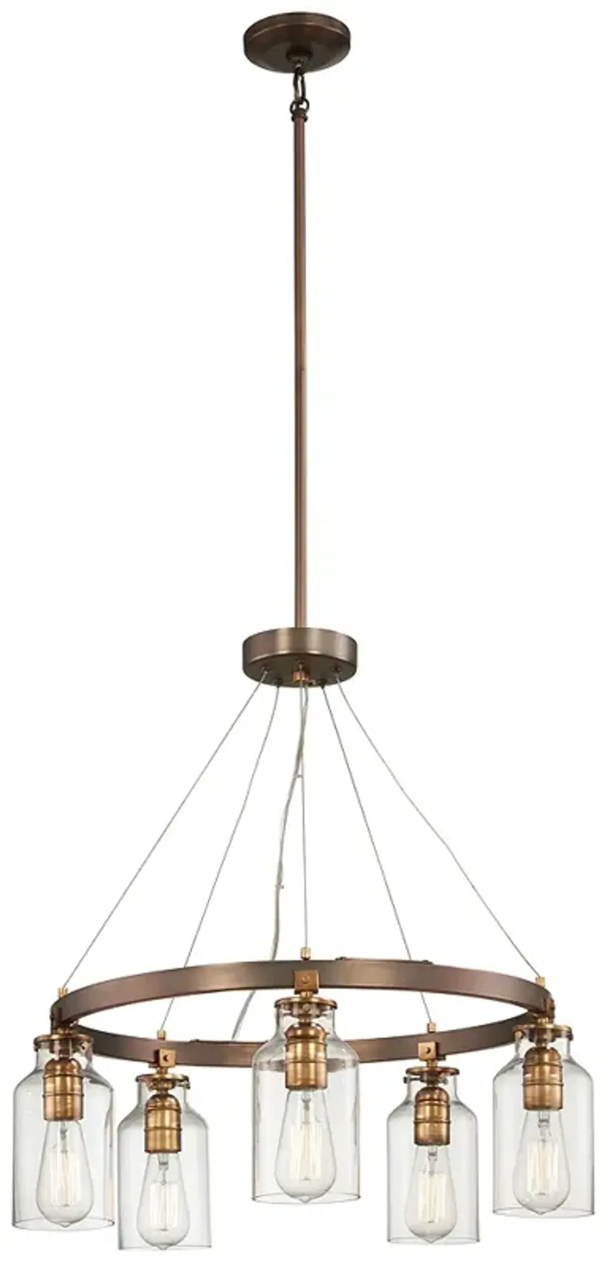 Morrow 24" Wide Harvard Court Bronze 5-Light Chandelier