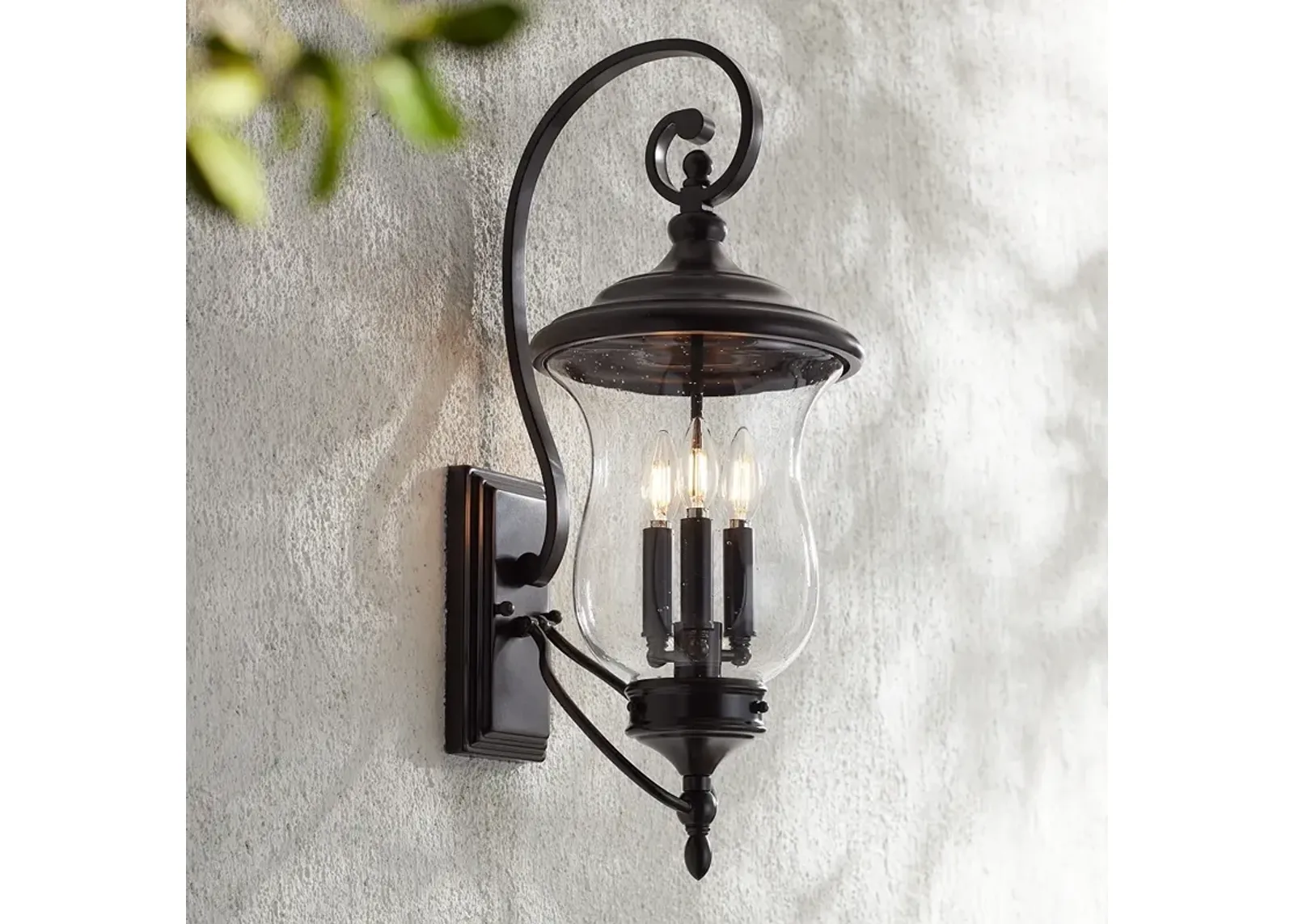 Franklin Iron Works Carriage 26 3/4" Bronze 3-Light Outdoor Wall Light