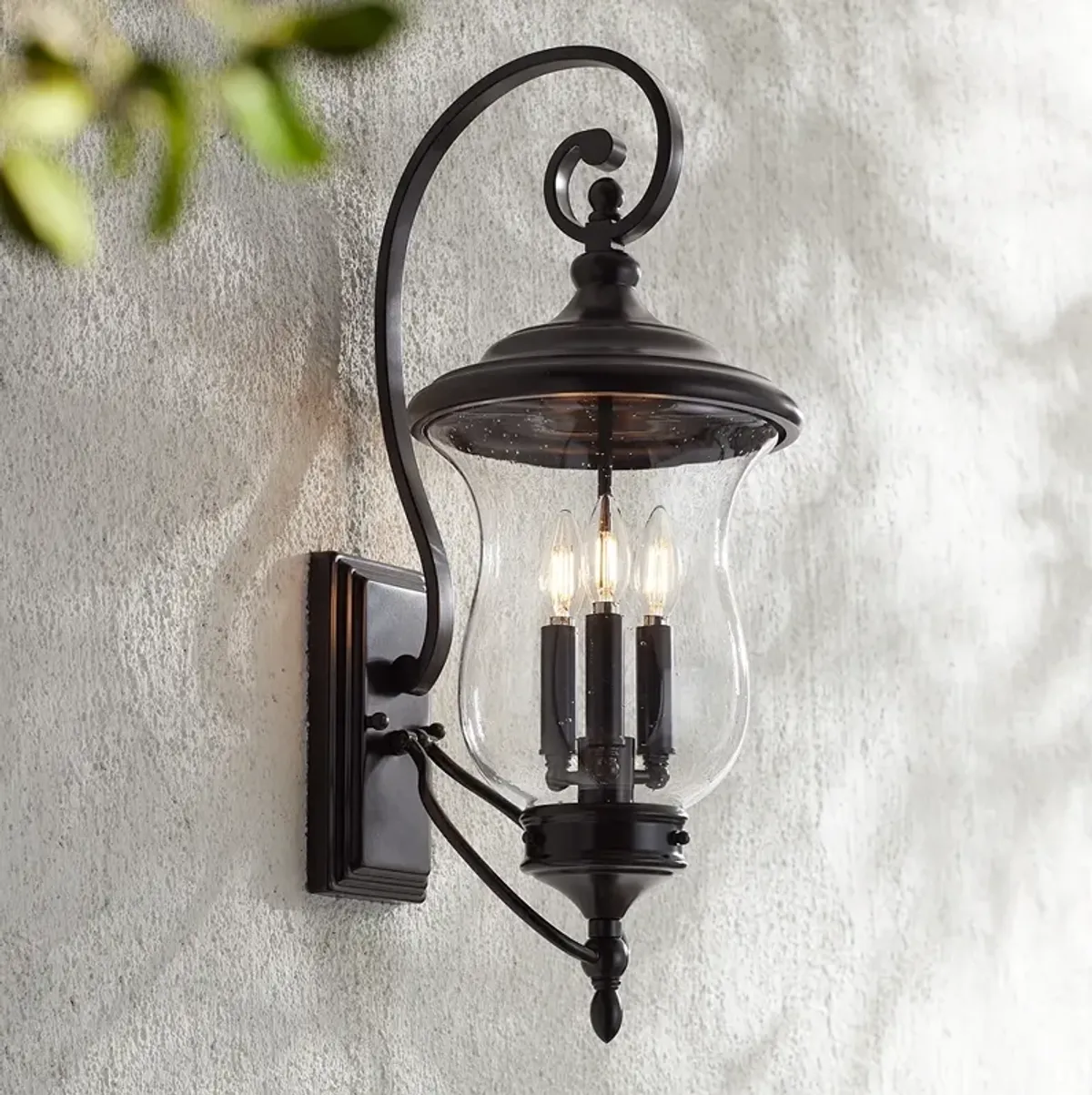 Franklin Iron Works Carriage 26 3/4" Bronze 3-Light Outdoor Wall Light