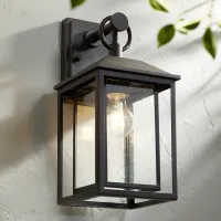 Califa 15 1/4" High Bronze Textured Glass Outdoor Lantern Wall Light