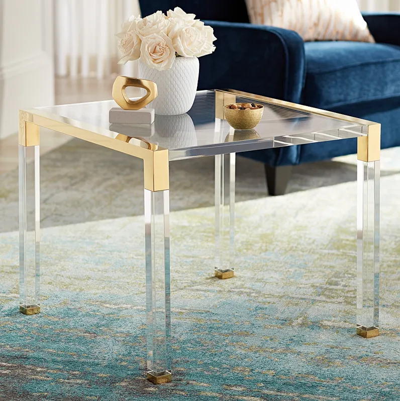 Hanna 23 1/2" Wide Gold and Clear Acrylic Side Table